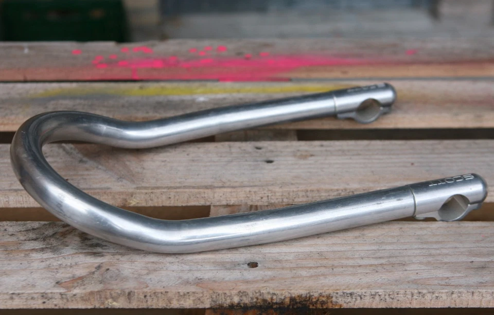 Vintage NOS NEW Scott silver timetrial triathlon guidon aéro bars Lemond - Photo 1/4