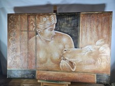 BEAUTY AND THE BEAST TEXTURED PAINTING A FAUX FRESCO / AGED STONE EFFECT