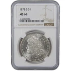 1878 S Morgan Silver Dollar MS 66 NGC Uncirculated $1 Coin Collectible