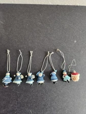 6 Mini Snowman Christmas Ornaments 2003 Target • 1 Acorn Santa Head Ornament 
