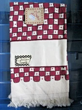Crafter's Pride Alma Lynne Checks Cross Stitch Towel - Vanilla / Cranberry 14 ct