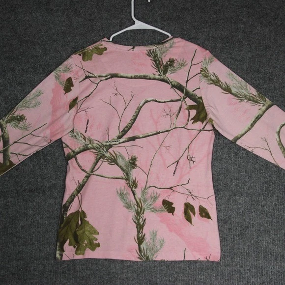 Camisa Realtree Rosa Camuflada Manga Larga Mujer Grande 12-14 Caza Y2K Foto 4 de 4