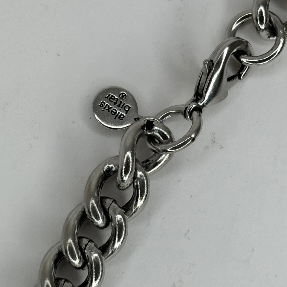 ALEXIS BITTAR СЕРЕБРЯНОГО ТОНА СЕРЕБРА ЛЮЦИТ ВОЛНИСТЫЙ ССЫЛКА КРУГ ОЖЕРЕЛЬЕ - Изображение 4 из 4