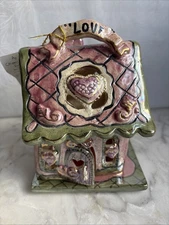 Heather Goldminc Blue Sky Clayworks “Love House” Tea Lite With Baseplate NWOB