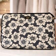 Kate Spade New York Blake Avenue Laptop Sleeve Case Black w/ White Floral Print