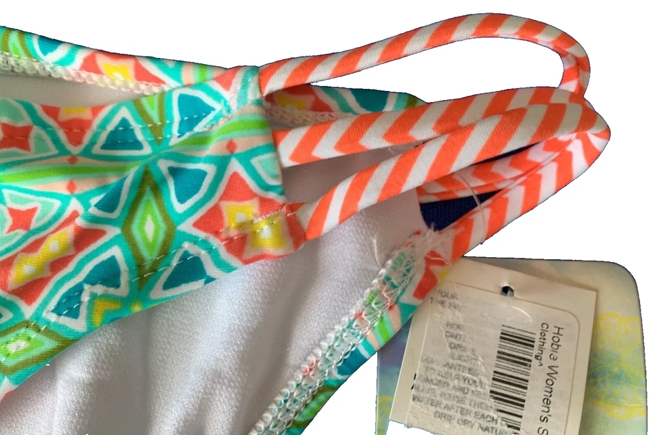 Hobie Bikini Bottoms Size XL NWTs 3 side Straps (orange) / Green Geometric Body - Imagem 2 de 4