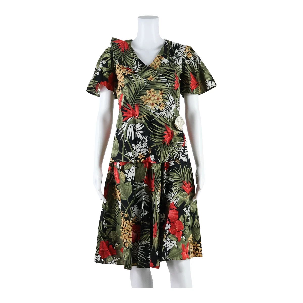 Abito Midi Donna Maniche Corte In Cotone Elasticizzato, Verde, XL. Perfetto Per Cerimonie E Serate!