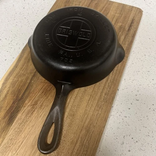 Griswold No 4 Cast Iron Skillet Large Block Logo Erie PA Vintage Clean No Wobble