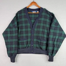 VTG Pendelton 100% Virgin Wool Sweater Womens 2XL Tartan Green Blue *
