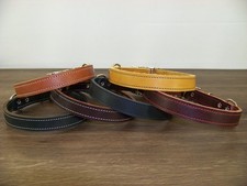 3/4" Wide Top Quality Latigo Leather Dog Collar W/ Stitching Made in USA