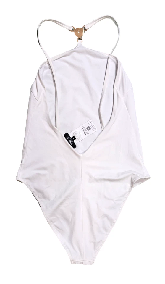 $650 Versace X6529 Medusa Hardware One Piece Swimsuit, White, 4 - Image 4 of 4