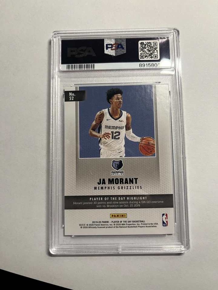 2019 Panini Player of the Day #52 Ja Morant Rookie Rapture /99 PSA 10 B5 - Image 2 of 3