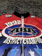 90s VTG BMX ABA 1998 CHAMPION Jacket Jersey All Over Print L Motocross USA Made