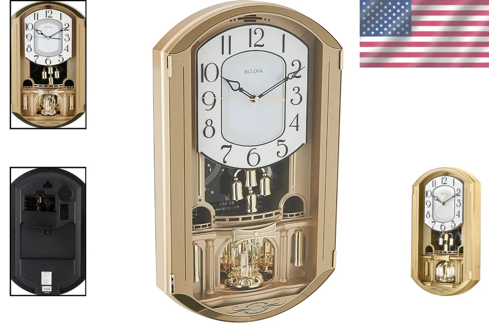 Timeless Gold Music Wall Clock with Crystal Elements - Perfect for Living Rooms - Image 2 of 4