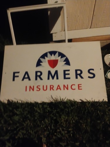 Farmers Insurance Acrylic Office Sign Logo Plaque White Panel Display 15x24.5