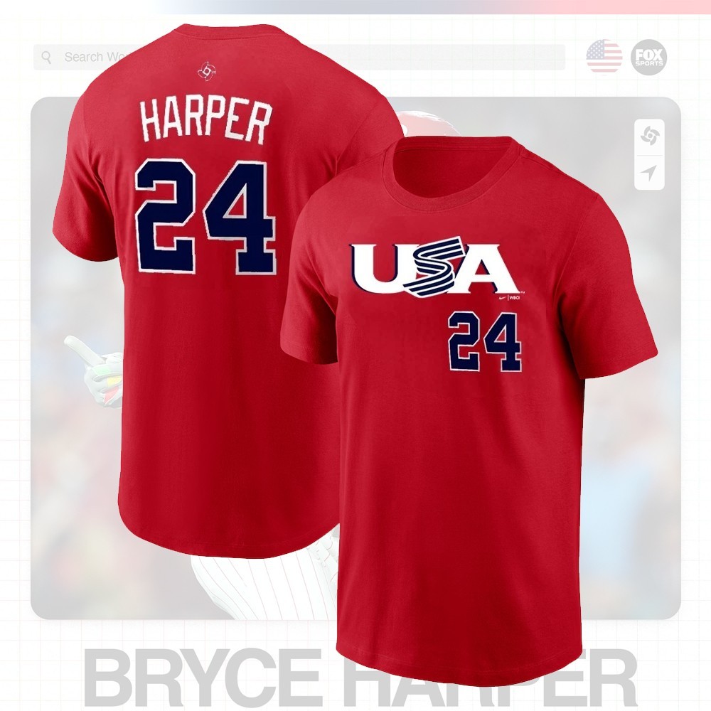 SALE 30% - Bryce Harper #24 2026 World Baseball Classic USA Team