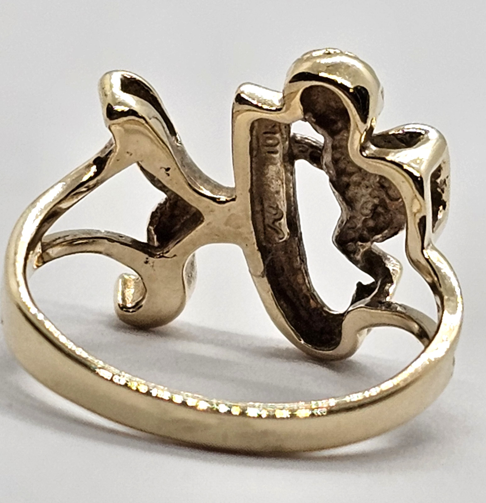 Script Initial K Ring 10k Yellow Gold with an ang… - image 5