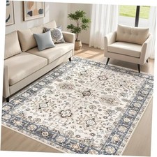 Area Rugs for Living Room: 5x7 Washable Rug Vintage Pattern Large Non-Slip