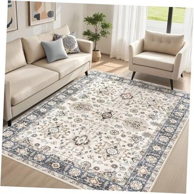 Area Rugs for Living Room: 5x7 Washable Rug Vintage Pattern Large Non-Slip 