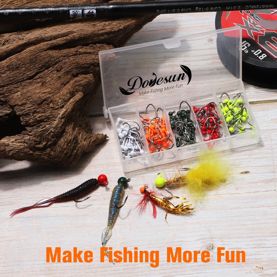 Fly Rattle Heads 100pcs Fly Tying Jig Heads 1/80 oz Small Fishing Hooks DIY Lure Making ...