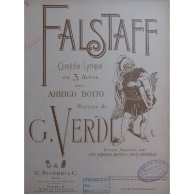 VERDI Giuseppe Falstaff Da bin ich also vor dem Strumpfband Klaviergesang 1893