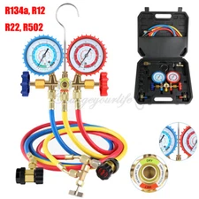 AC Manifold Gauge Set Charging Hose for R134A R12 R22 R502 Refrigeration 3-Way