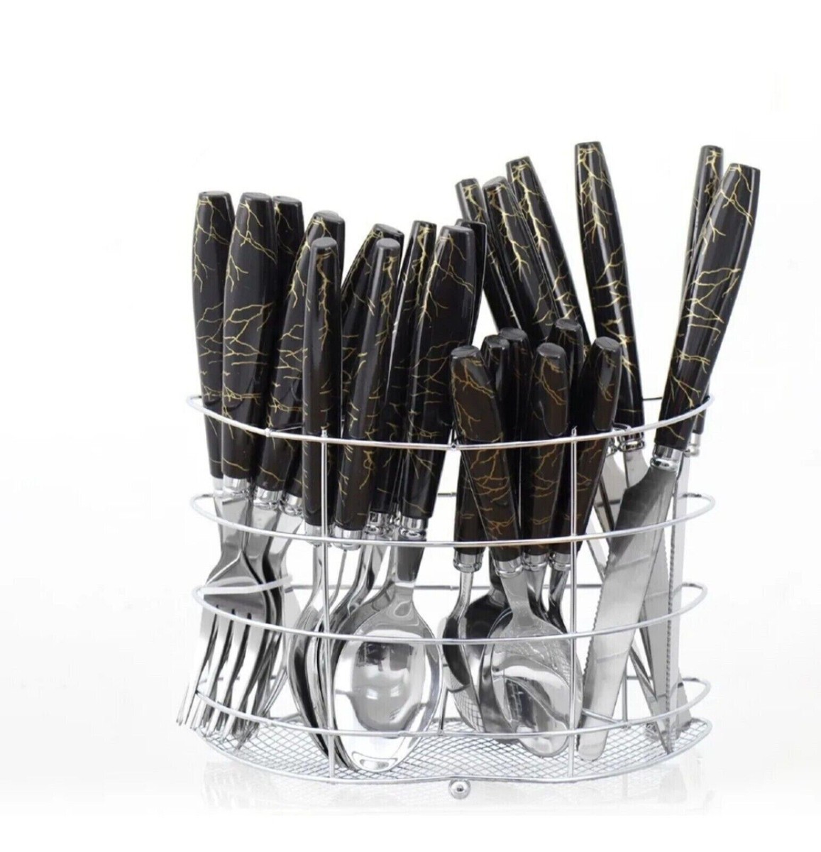 24 Pcs 304 Stainless Steel Golden Cutlery Set Luxury Restaurant Dinning