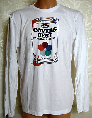 Longsleeve Langarm Shirt TOM TAILOR Größe 176 L Weiß Farbdosen Print Covers Best