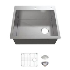 Glacier Bay FSDZ2522B1-ACC Zero Radius Drop-in/Undermount 25" Kitchen Sink LOCAL