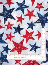 Patriotic Stars Red Blue Fabric America Celebrates Cotton CP30494 By The Yard