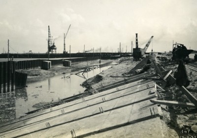 Frankreich Hafen Dünkirchen Dünkirchen Erweiterungsarbeiten West & Süd Deich altes Foto 1931