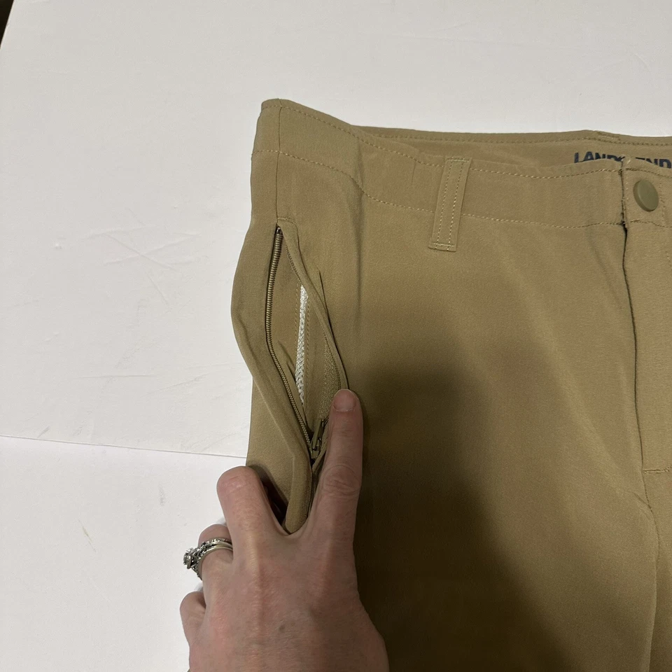 Lands' End. NWOT.  Boys active shorts.  Khaki chino shorts.  size 16 Husky - Image 2 of 4