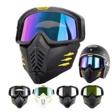 Motorcycle Vintage Goggles Detachable Helmet Mask Goggles Face Shield
