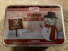 Build a Snowman Decorating Kit Outdoor Fun Stocking Cap Scarf Nose Eyes Buttons