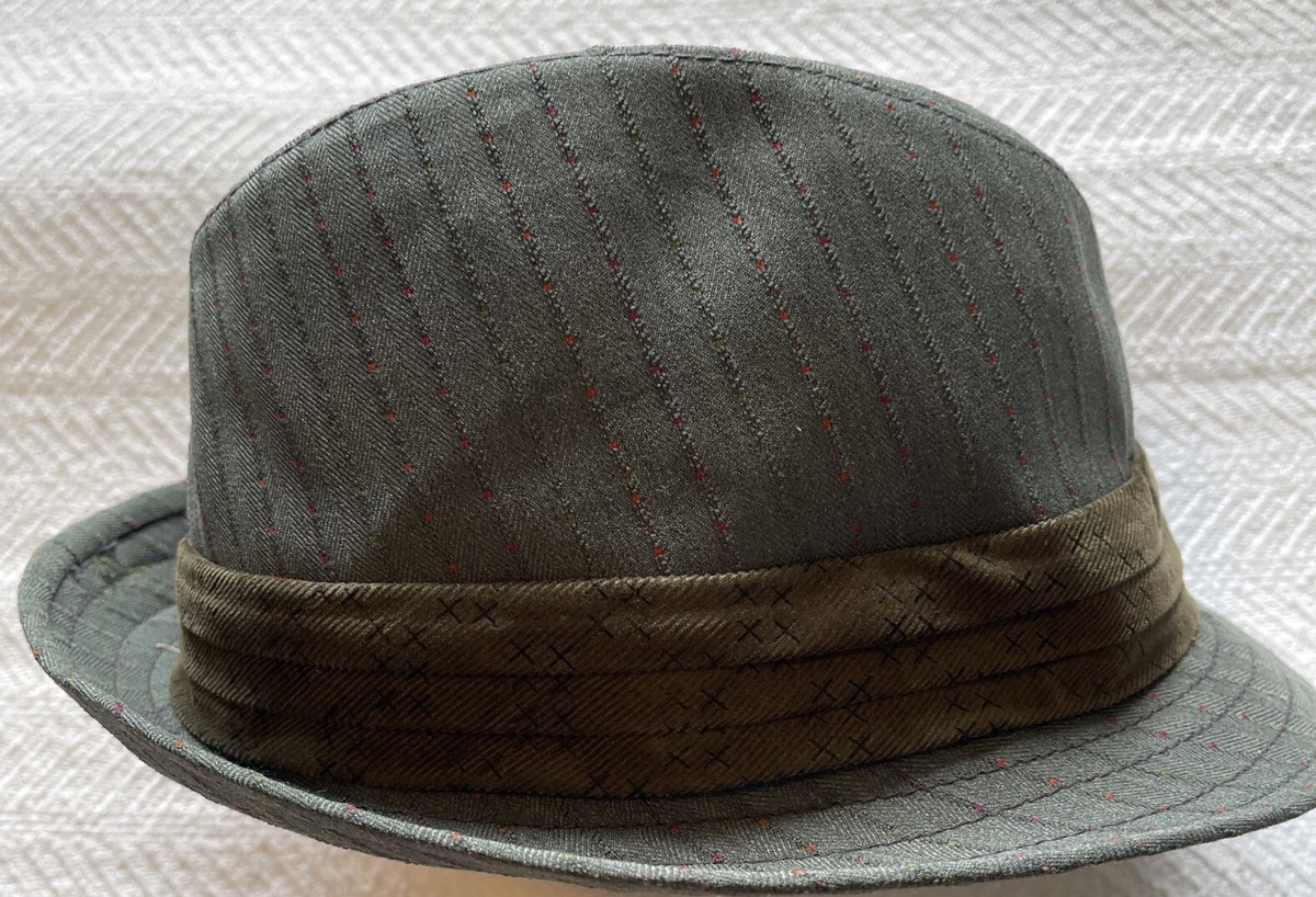 ★mamirin★ 1333 Minna Goorin bros. Hat Fedora Green Vintage Embossed Design