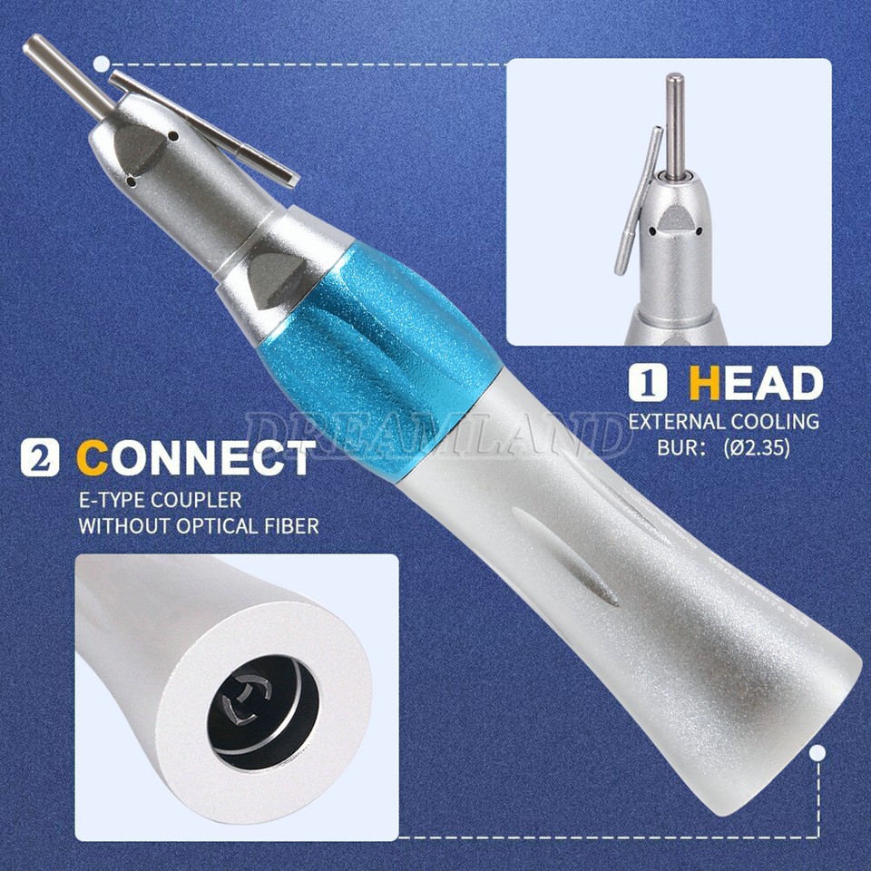Pièce à Main Droite Dentaire à Basse Vitesse 1:1 - Irrigation Externe, Nose Cone, Autoclavable