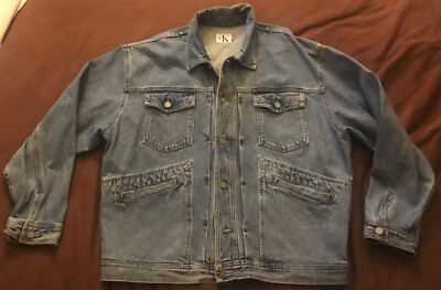 Calvin Klein Men's Blue Denim Button-Front Jean Jacket 100% COTTON SIZE XL