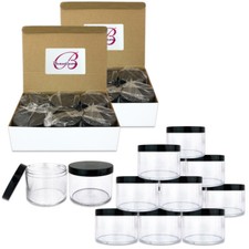12pcs 4oz/120g/120ml High Quality Acrylic Leak Proof Container Jars w/Black Lids