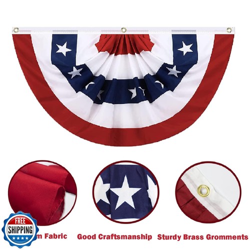 8 Stück USA Plissee Fächer Flagge, 1,5 x 3 Fuß American US Patriotic Wimpel Flaggen - Bild 3 von 5