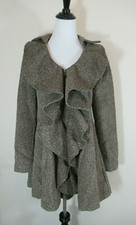 Nwt Ryu Waterfall Ruffle Winter Coat Size M Brown Wool Blend 