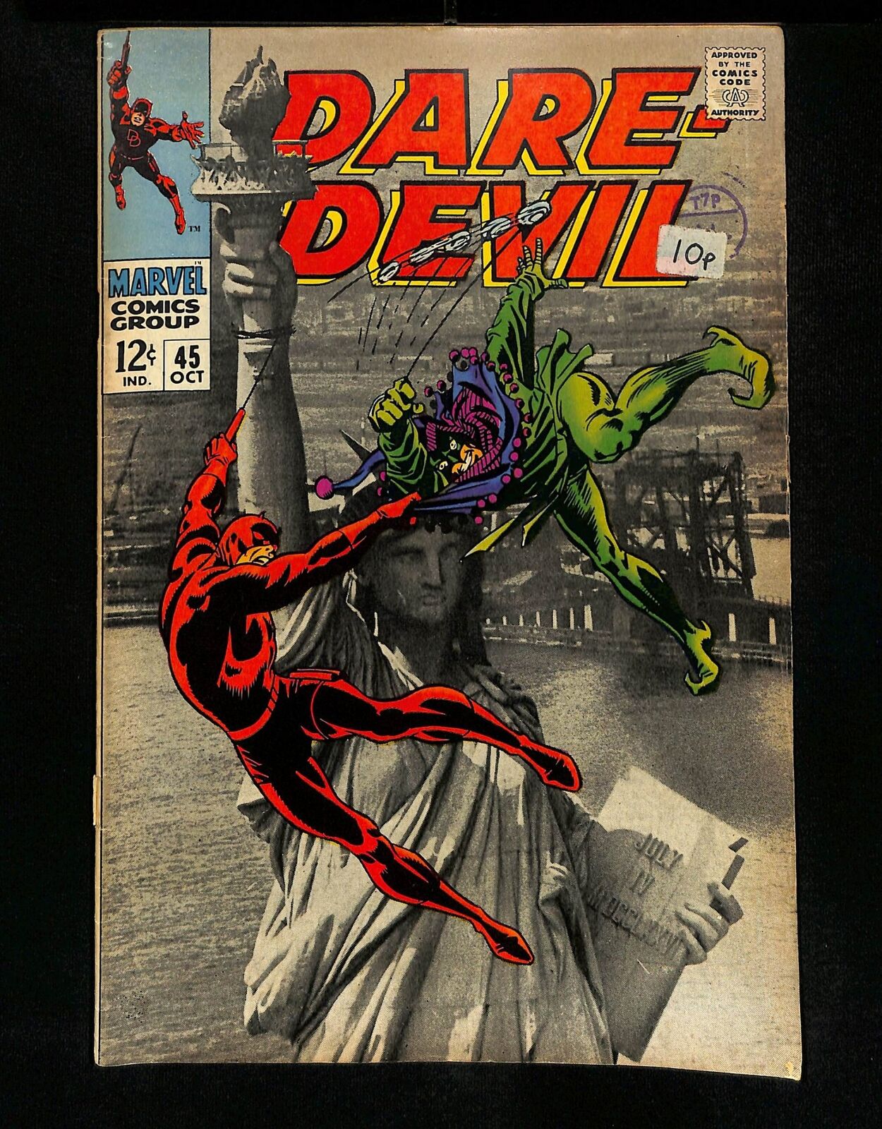 Daredevil #45 FN 6.0 vs Jester! Statue of Liberty Gene Colan Cover Art!