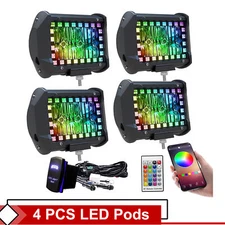 4 inch LED Pods Work Light BAR Multi-Color Chasing RGB Halo Strobe Driving Fog