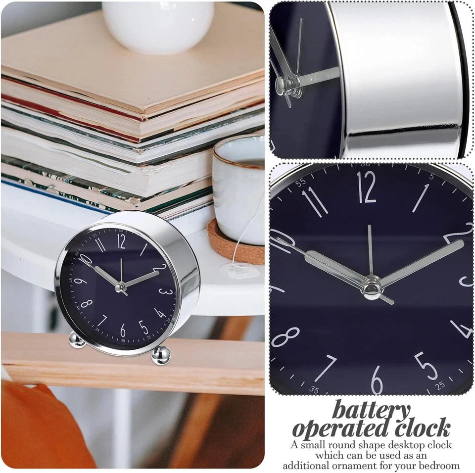 Analog Alarm Clock 4 Inch Round Non Ticking Battery Operated Silent Snooze Clock - image 3 of 4