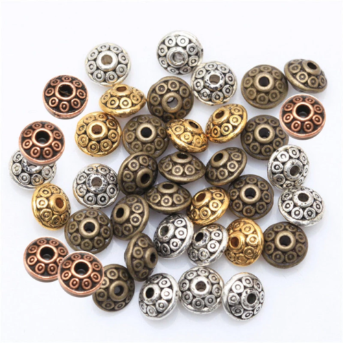 100 pièces perles d'espaceur à motif alliage argent antique métal or fabrication de bijoux - Photo 1/19