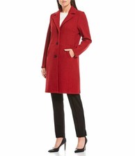 New Kasper Red Wool Long Jacket Topper Size L Size Xl $129
