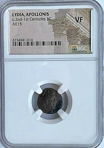 LYDIA, APOLLONIS AE15 - 2ND-1ST CENT BC - NGC VF - FREE SHIPPING!