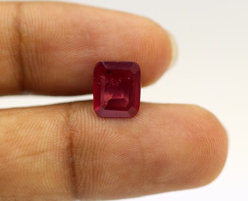 Loose Reddish Pink Color 2.66 Ct Natural Ruby Faceted Octagon Cut Gemstone - Picture 10 of 10