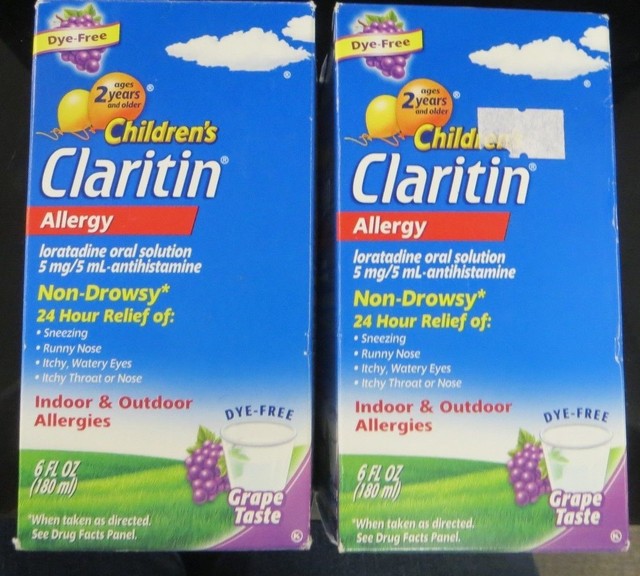 Lot of 2 New Children's Claritin Allergy 6 Fl OZ Grape Taste Dye Free