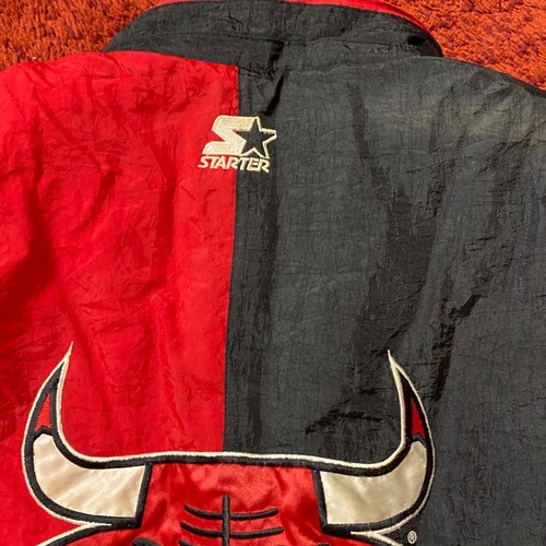 90s Starter Chicago Bulls NBA Authentics Split Puffer Hooded Jacket XXL Vintage - Picture 13 of 13