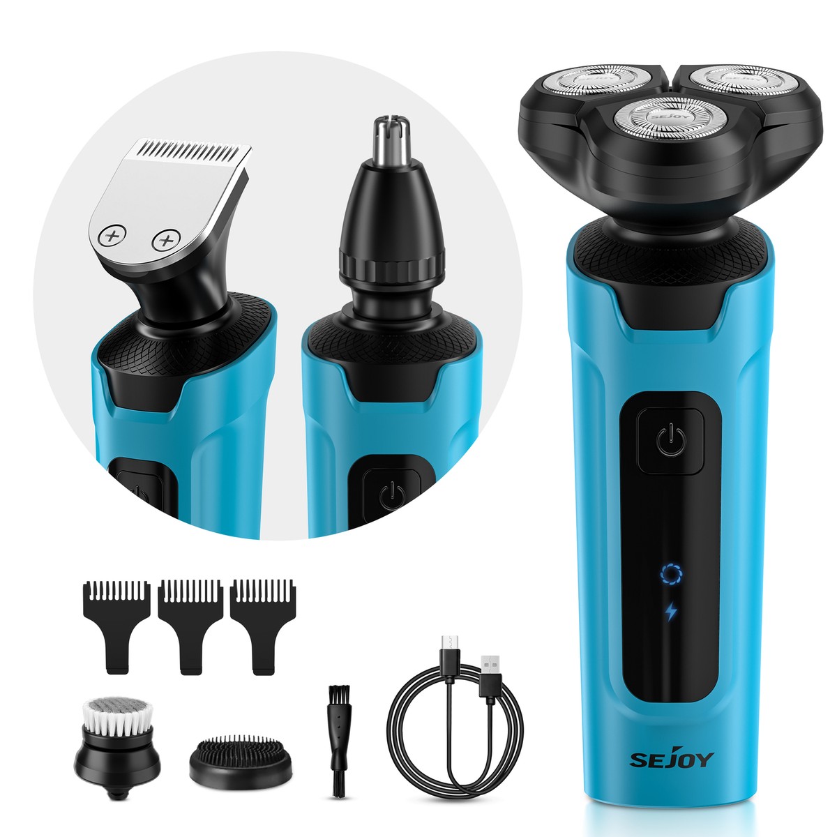 SEJOY Men's Electric Shaver Razor Beard Trimmer Cordless Nose Hair